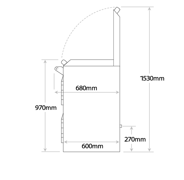 160_dim_side Everhot 160 side profile dimensions