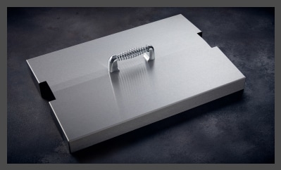 Stainless Steel Weather Shield A close up of the Everhot stainless steel weather shield