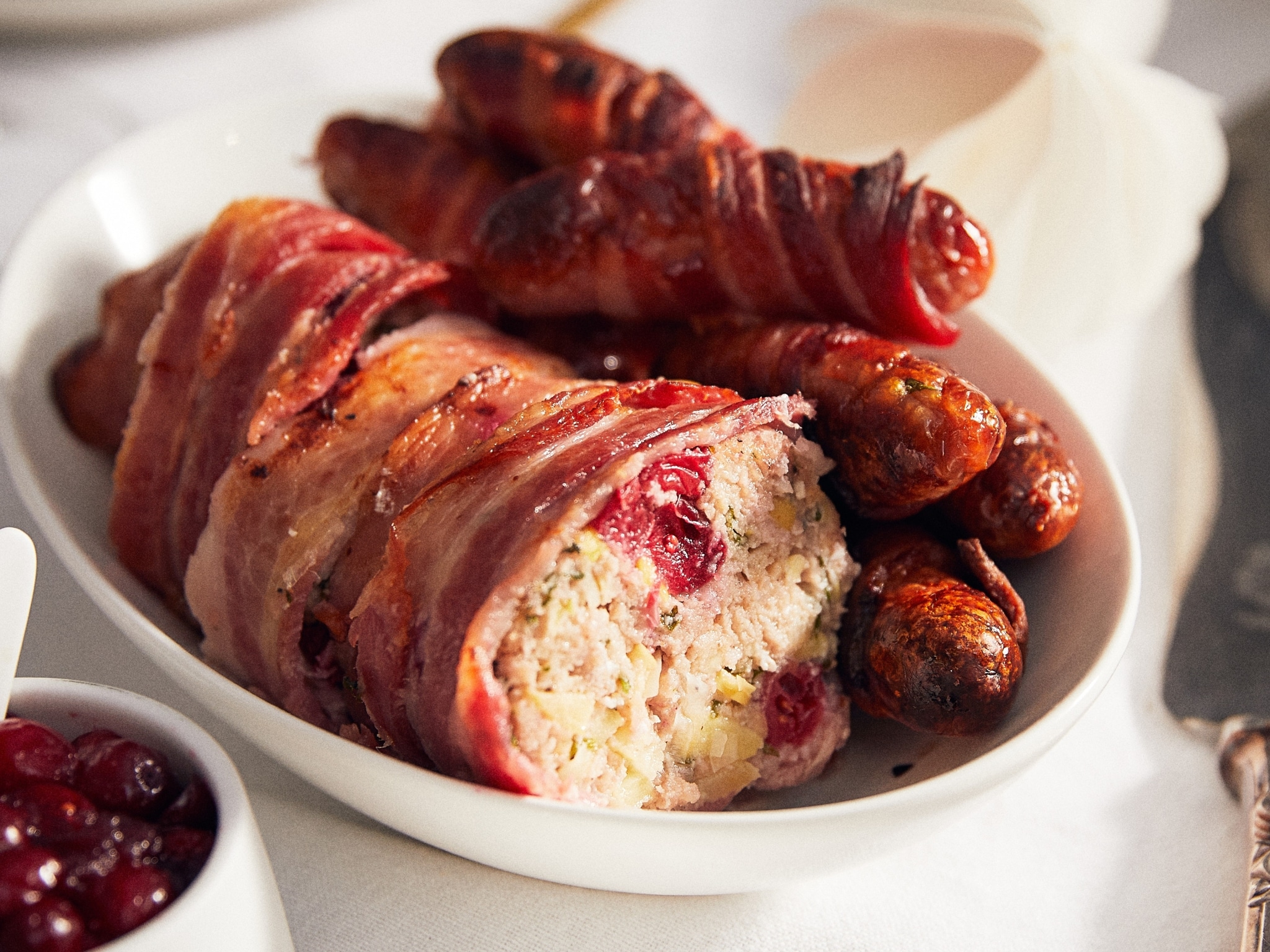 Chestnut stuffing roll cooked in an Everhot