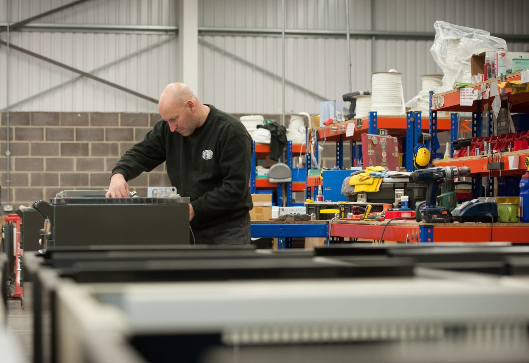 Man working inside Everhot factory