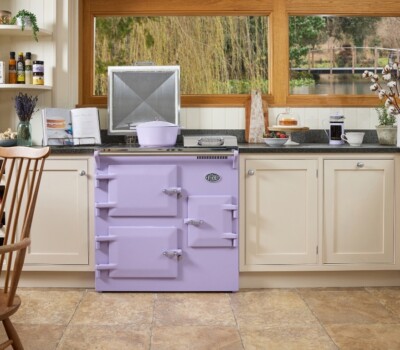 Everhot 90 in Lavender in white kitchen