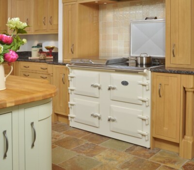 Cream Everhot in wood kitchen