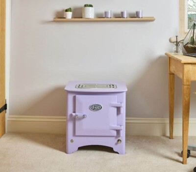 Lavender Electric Stove in bedroom